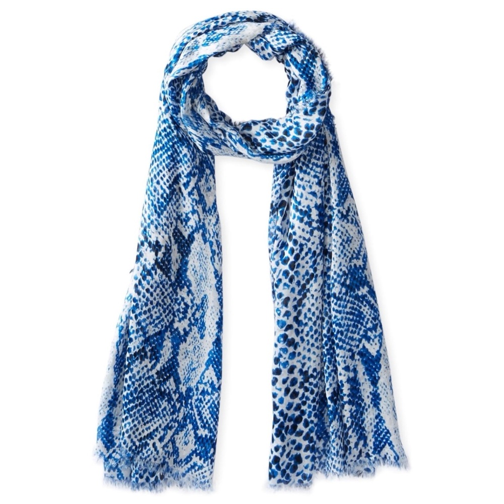 NWT Michael Stars Tinted Python Wrap Scarf Pacific Blue 100% Viscose